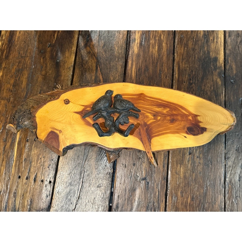 Handcrafted Live Edge Wood Bird On A Branch Plaque Wall Hanging 20.5"x7.5"
